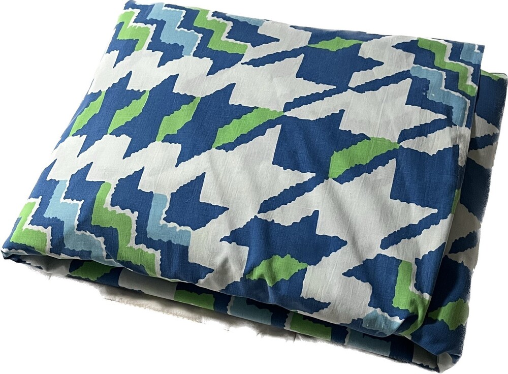 VTG Yves Saint Laurent Fieldcrest Blue Green Desert Song 70s King Flat Bed Sheet